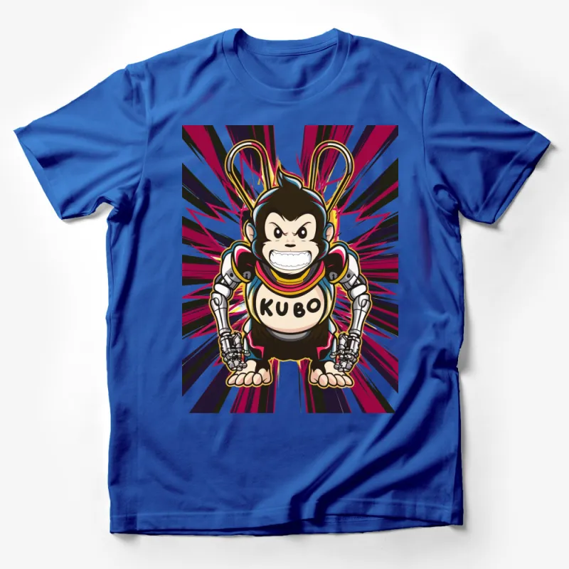 Retro Cartoon Monkey Design T-Shirt, Colorful 90s Style Graphic Tee for All Ages Male T-Shirt