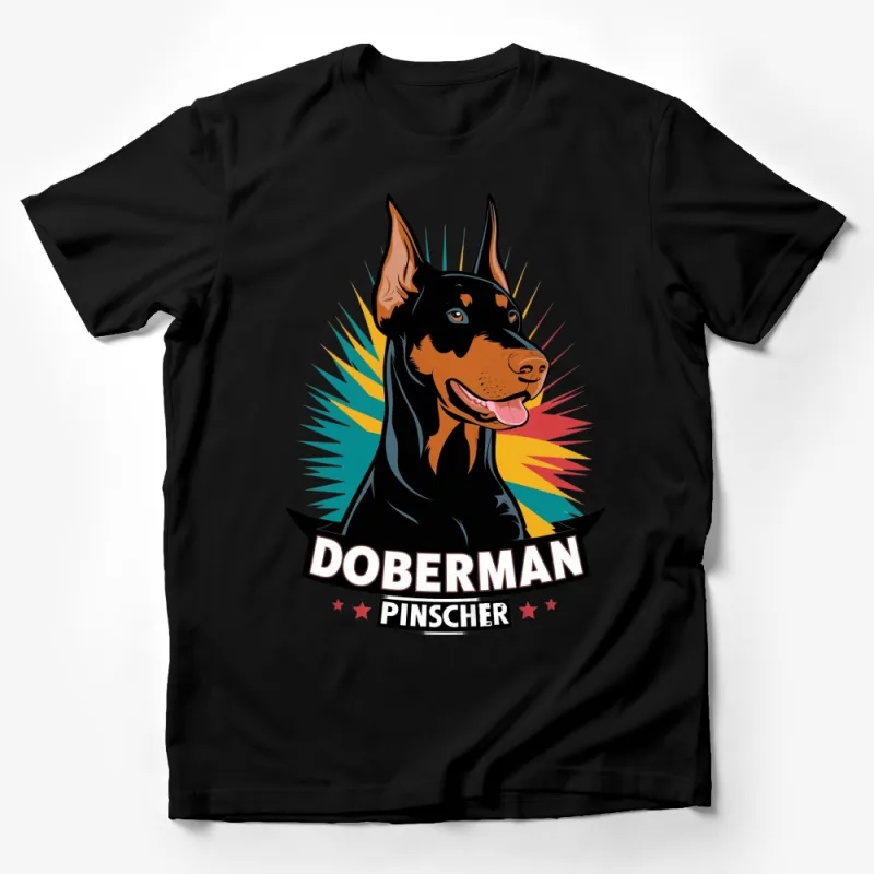 Doberman Pinscher T-Shirt, Vibrant Graphic Dog Lover Tee, Unisex Animal Shirt Male T-Shirt