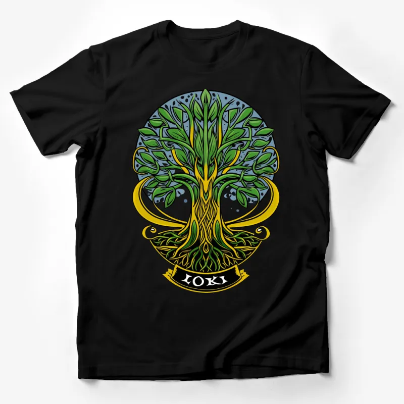 Yggdrasil Tree of Life Norse Mythology Graphic Art T-Shirt, Vibrant Colors Unique Design Male T-Shirt