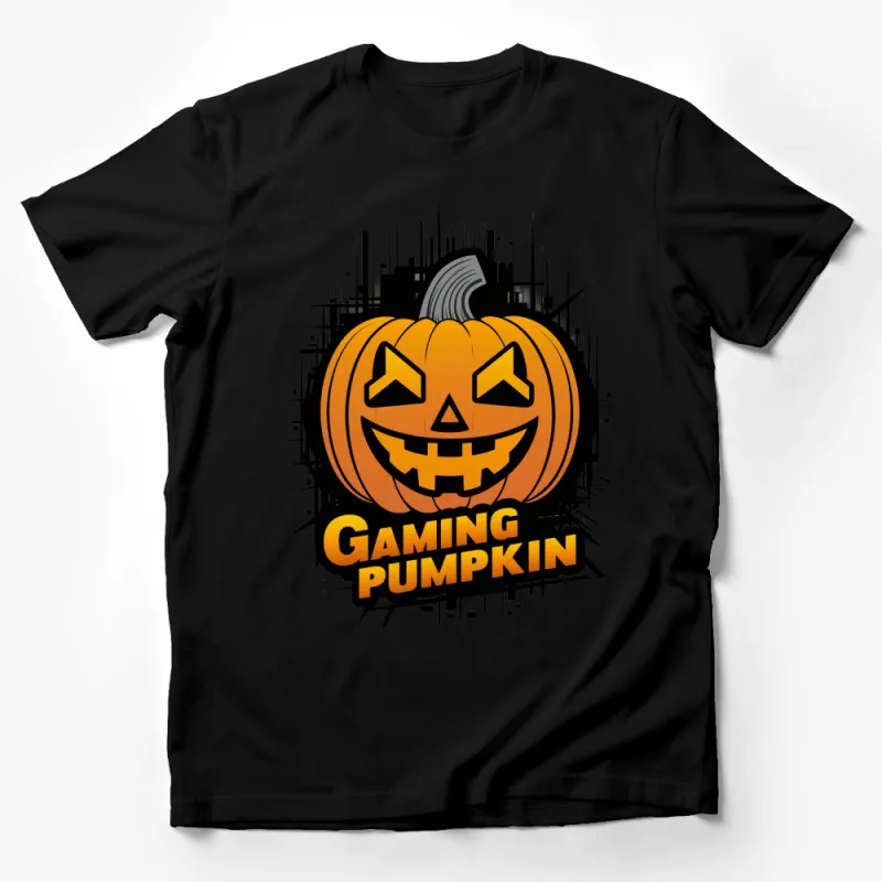 Gaming Pumpkin T-Shirt, Halloween Video Game Lover, Spooky Jack-o-Lantern Tee, Gamer Fall Season Apparel Male T-Shirt