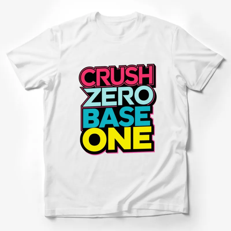 Vintage Style Crush Zero Base One Colorful Graphic T-Shirt, Retro Pop Art Fashion Tee Male T-Shirt