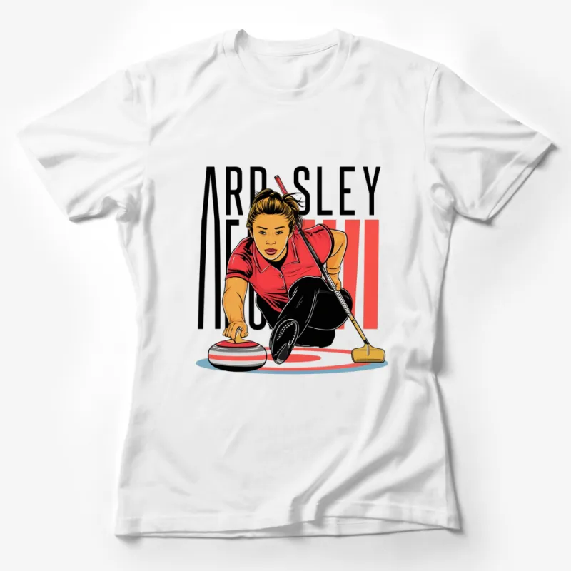 Trendy Ardsley Curling Club Graphic Tee, Colorful Sports T-shirt, Vibrant Curling Player Design Female T-Shirt