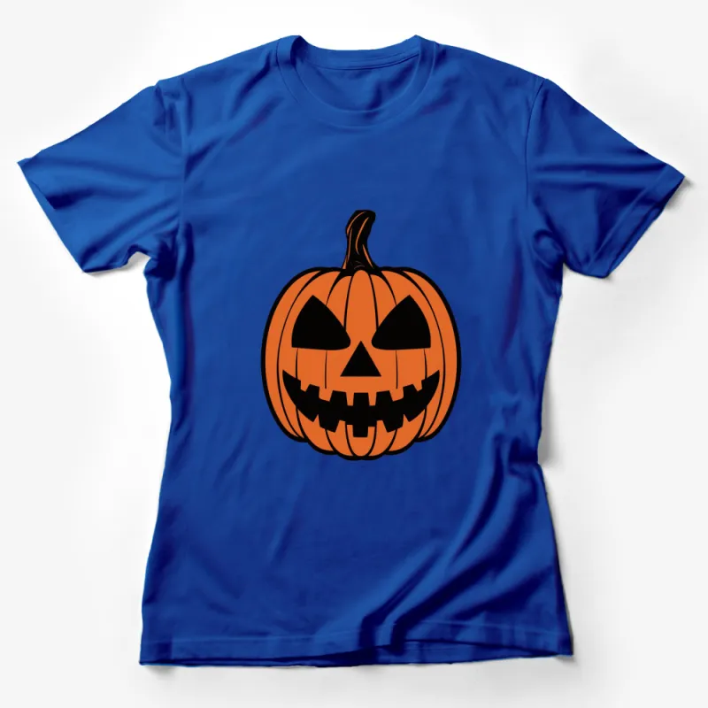 Halloween Pumpkin Face T-Shirt, Spooky Jack-O'-Lantern Tee, Unisex Orange Fall Shirt, October Festivals and Events Wear Female T-Shirt