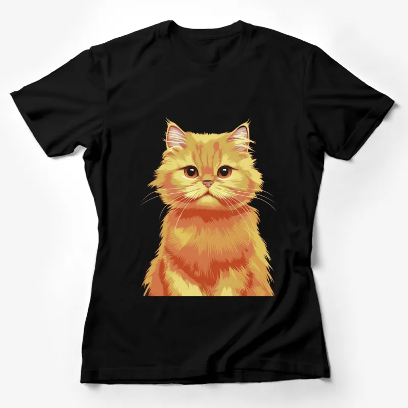 Cute Orange Tabby Cat T-Shirt, Whimsical Kitten Portrait Tee, Gift for Cat Lovers, Unisex Adult Clothing Female T-Shirt