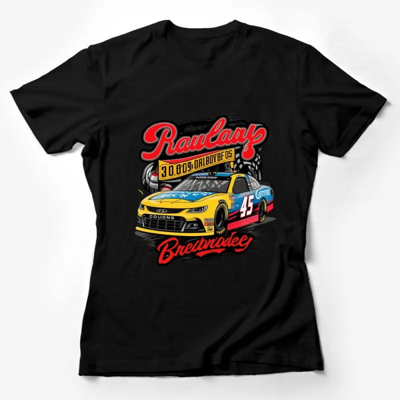 Vintage Race Car T-Shirt, Colorful Racing Graphic Tee, Motorsports Fan Apparel, Unisex Size Female T-Shirt