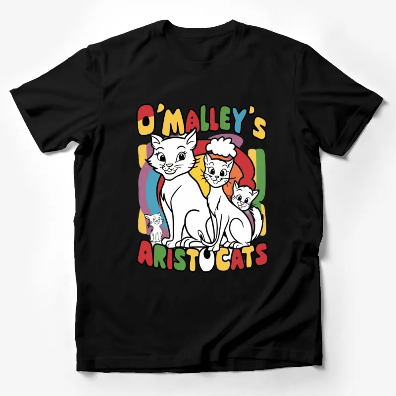 O'Malley's Aristocats Family T-Shirt, Vintage Cartoon Cats, Retro Style Apparel Male T-Shirt