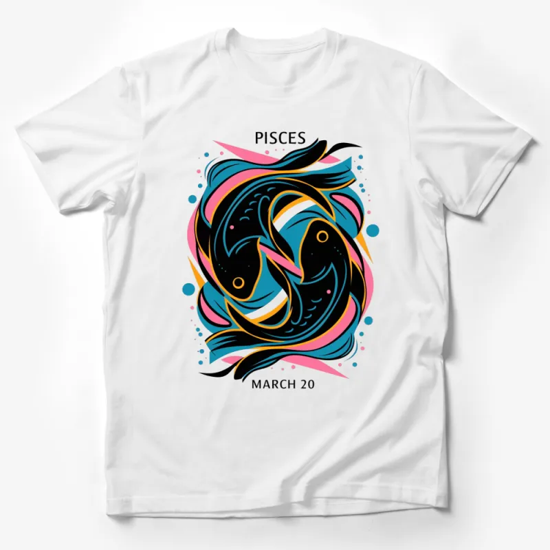 Pisces Zodiac Sign T-Shirt, Colorful Astrological Design, Unisex Graphic Tee for March Birthdays Male T-Shirt