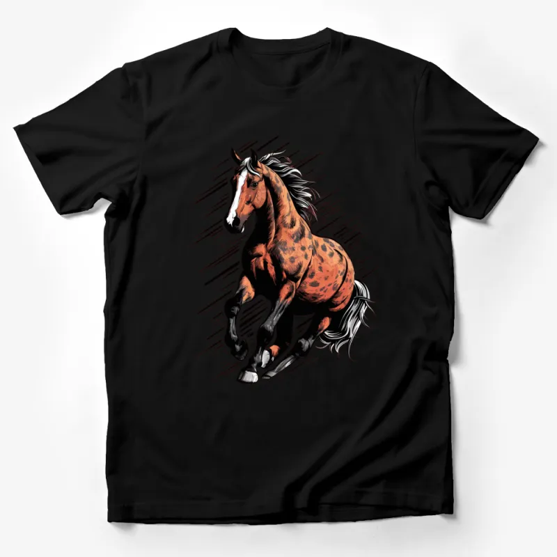 Stunning Horse T-Shirt, Wild Chestnut Stallion Graphic Tee, Animal Lover Unisex Shirt, Nature Inspired Fashion Top Male T-Shirt