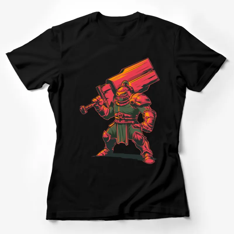 Samurai Warrior Cartoon T-Shirt, Large Print, Colorful Graphic Tee, Japanese Warrior Art, Unisex Clothing, Gift for Geeks Female T-Shirt