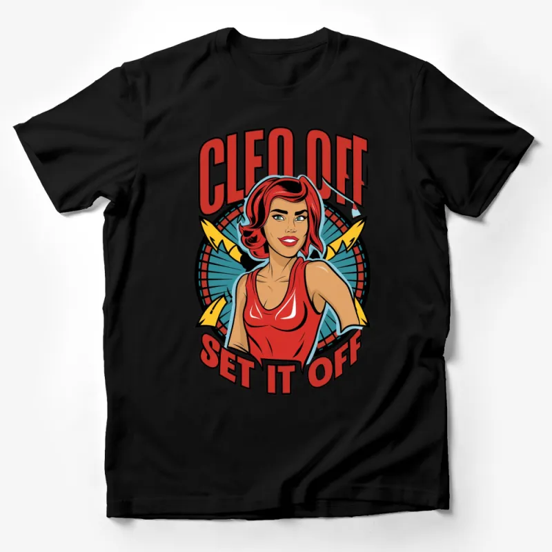 Cleo Off Set It Off Themed T-Shirt, Vibrant Graphic Tee, Stylish Bold Fashion Male T-Shirt