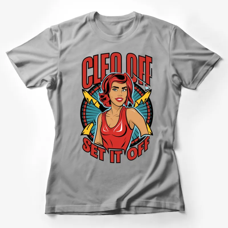 Cleo Off Set It Off Themed T-Shirt, Vibrant Graphic Tee, Stylish Bold Fashion Female T-Shirt