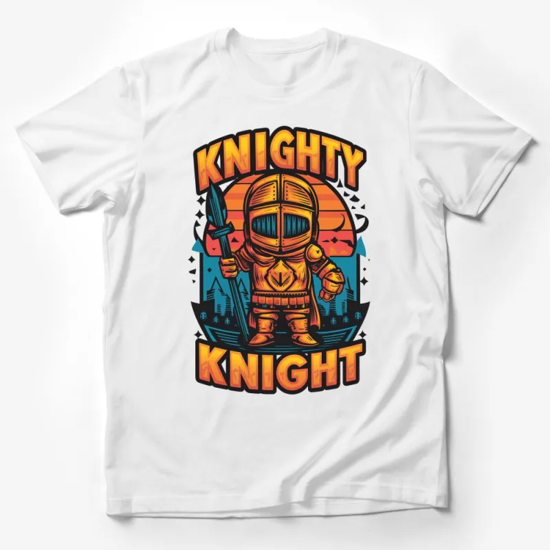 Knightly Knight Colorful Medieval Armor Graphic T-Shirt, Vibrant Warrior Design Tee for All Ages Male T-Shirt