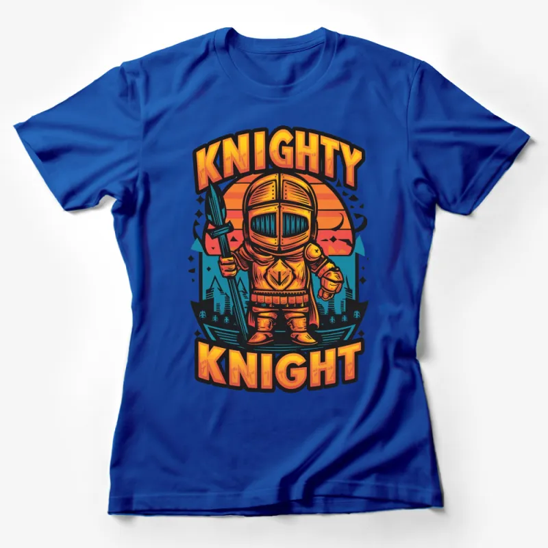 Knightly Knight Colorful Medieval Armor Graphic T-Shirt, Vibrant Warrior Design Tee for All Ages Female T-Shirt