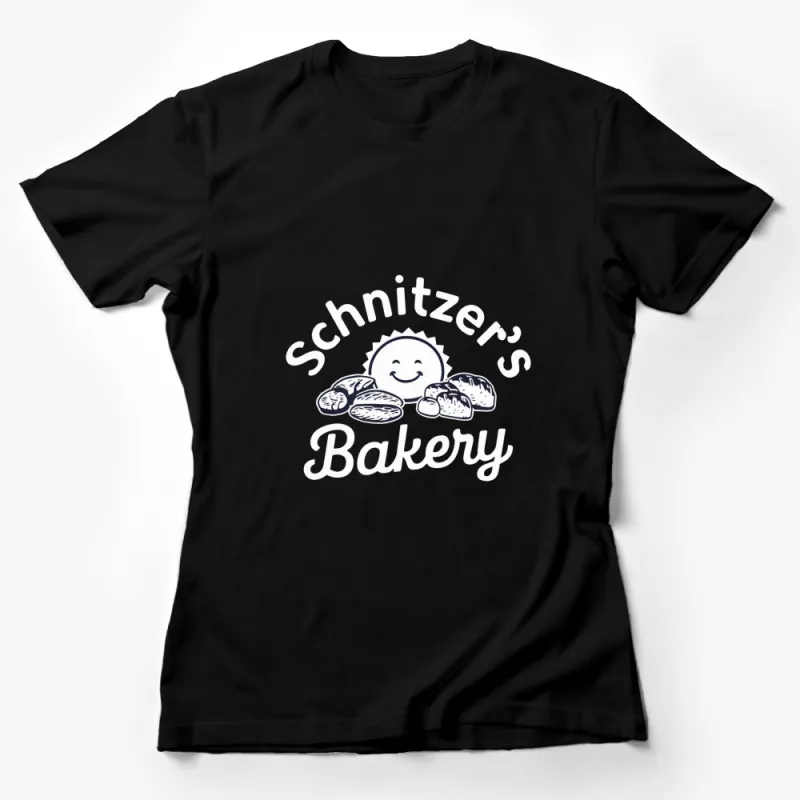 Schnitzer's Bakery Logo T-Shirt, Vintage Bakery Brand, Cute Sun and Bread Graphic Tee Female T-Shirt