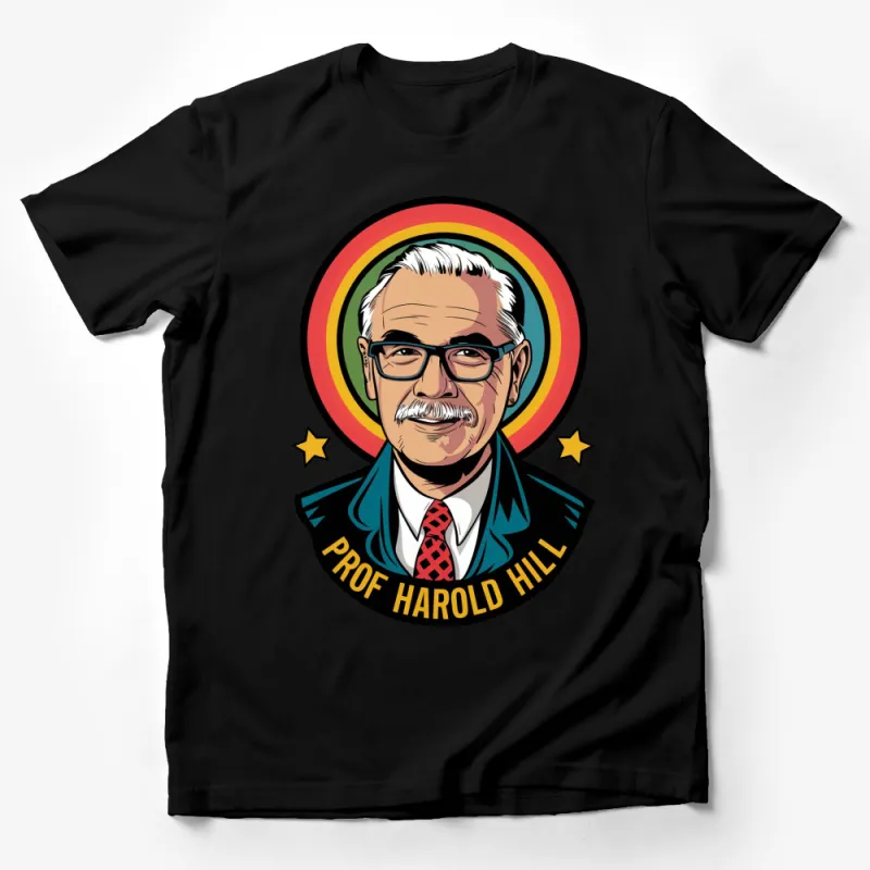 Vintage Professor Harold Hill Inspired T-Shirt, Colorful Retro Graphic Tee, Unique Pop Art Style Apparel Male T-Shirt