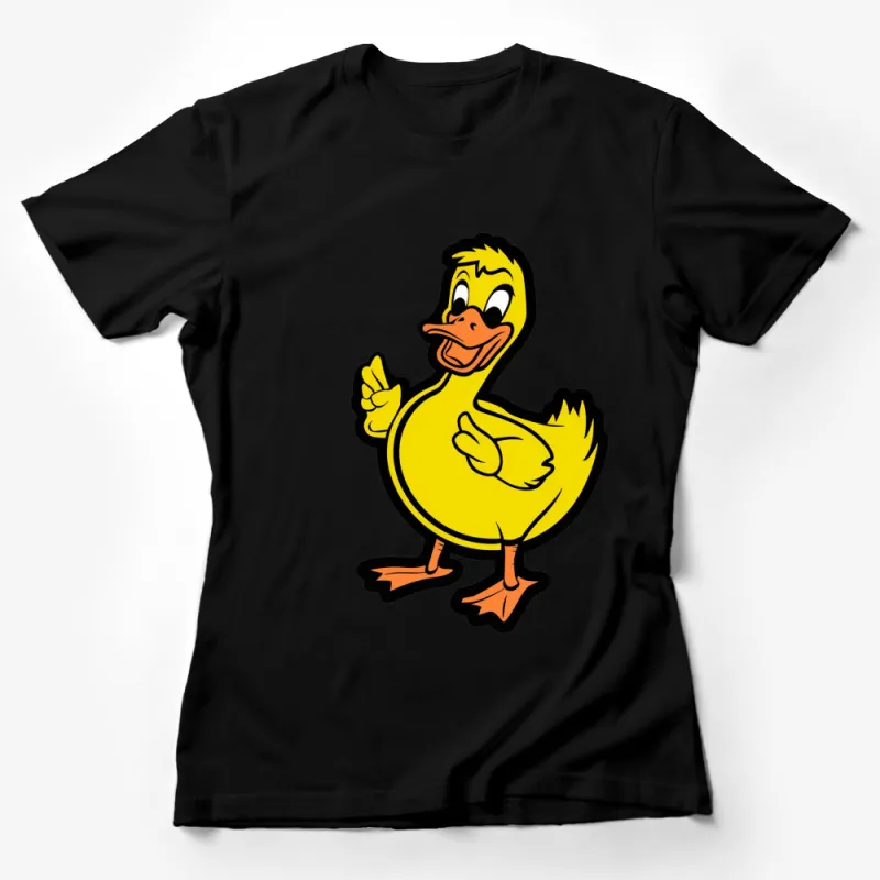 Cartoon Duck T-Shirt, Fun Yellow Duck Graphic Tee, Unisex Casual Wear, Cute Animal Shirt for All Ages Female T-Shirt