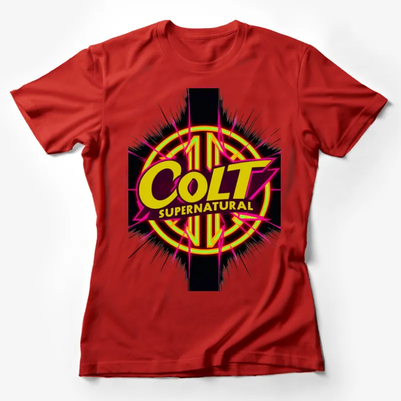 Supernatural Colt Graphic T-Shirt, Vibrant Neon Colors, Unisex Casual Tee Design, Bold Statement Fashion Female T-Shirt