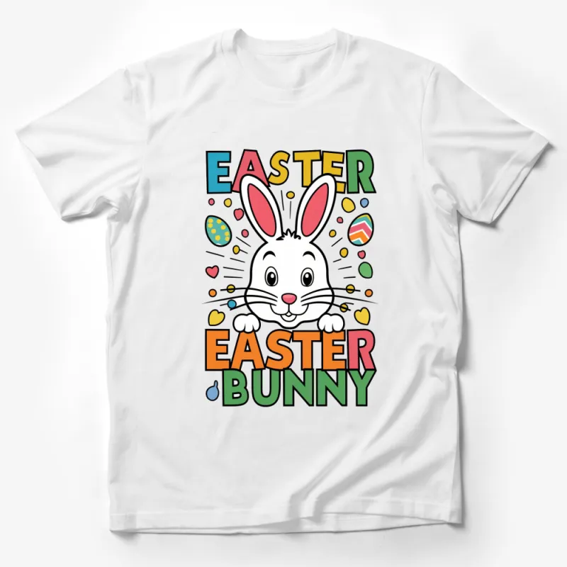 Colorful Easter Bunny T-Shirt, Cartoon Rabbit Spring Holiday Tee, Kids and Adults Casual Wear Male T-Shirt