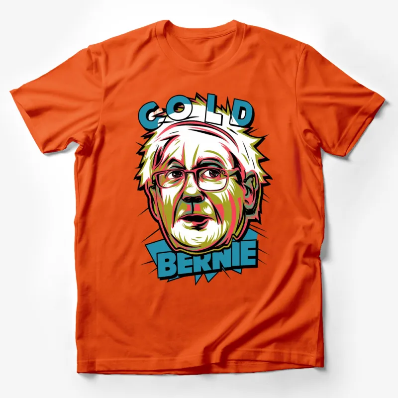 Colorful Bernie Sanders Portrait T-Shirt, Bold Political Figure Graphic Tee, Unisex Male T-Shirt