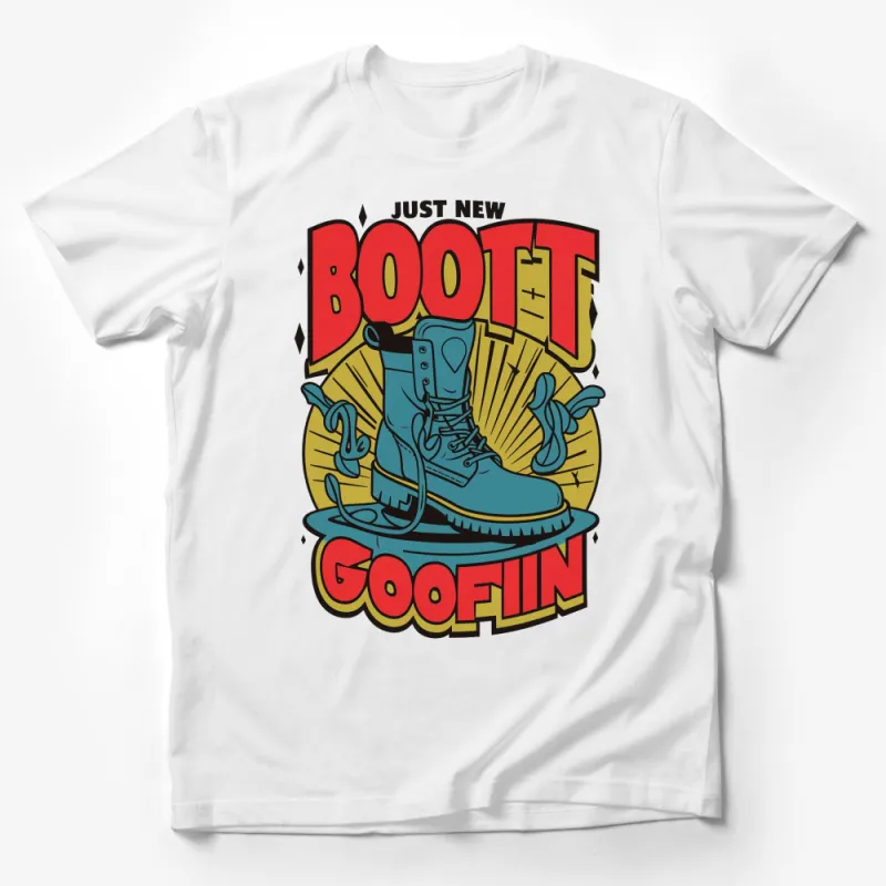 Retro Boot Graphic T-Shirt, Bold Vintage Style, Boot Goofin' Quote, Unisex Casual Wear Male T-Shirt