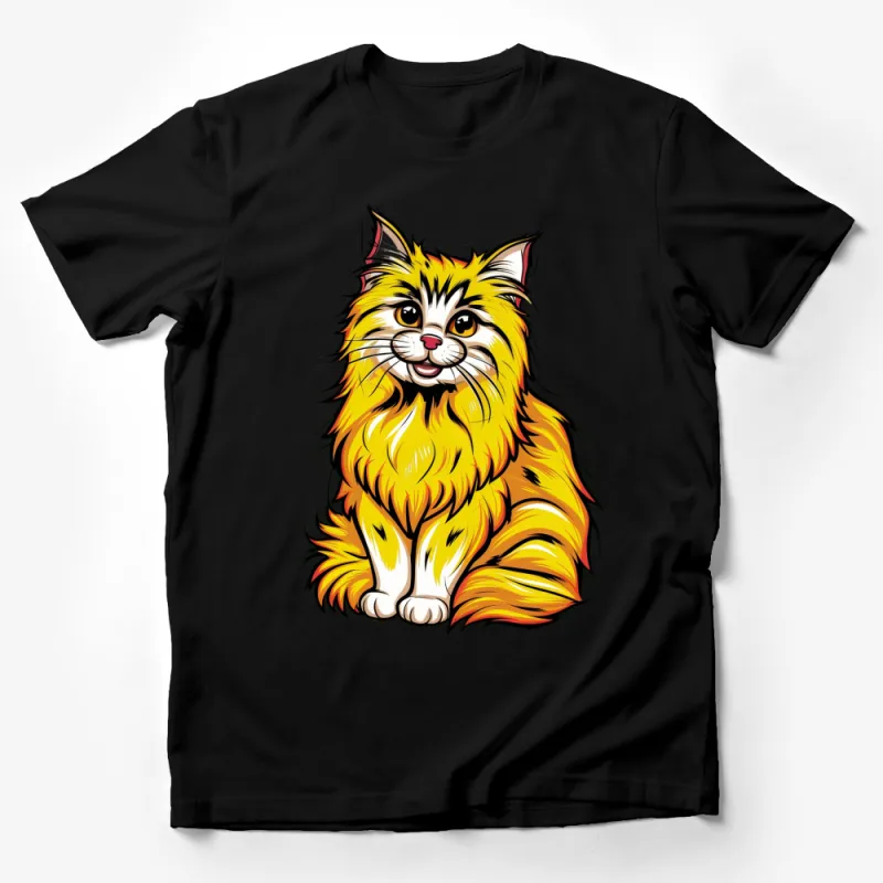 Colorful Cat T-Shirt, Vibrant Cartoon Kitty, Cute Feline Graphic Tee, Unisex Clothing, Gift for Cat Lovers Male T-Shirt