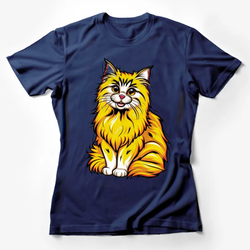 Colorful Cat T-Shirt, Vibrant Cartoon Kitty, Cute Feline Graphic Tee, Unisex Clothing, Gift for Cat Lovers Female T-Shirt