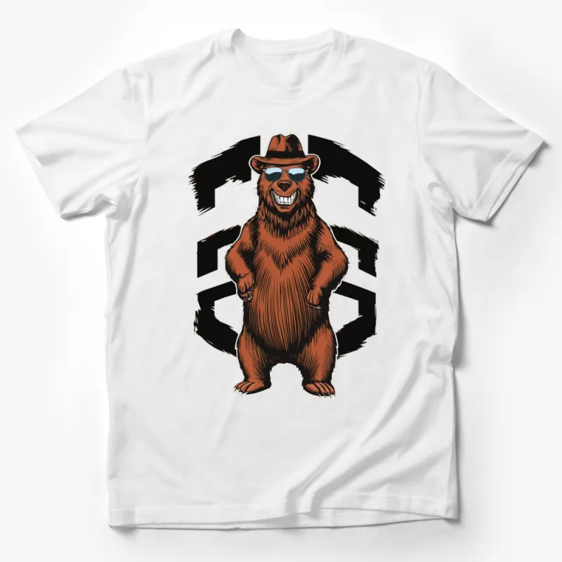 Cool Bear Graphic Tee, Stylish Sunglasses and Hat Bear, Fun Animal T-Shirt, Unisex Male T-Shirt