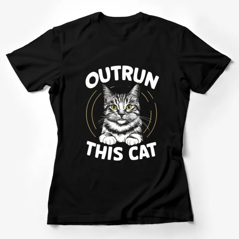 Outrun This Cat T-Shirt, Retro Style Cat Graphic Tee, Vintage Inspired Streetwear, Casual Hipster Top Female T-Shirt