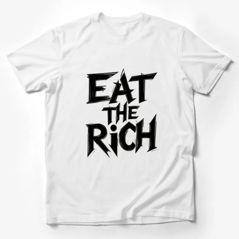 Eat The Rich Bold Graphic T-Shirt, Black and White Statement Tee, Social Commentary, Activist Fashion Top Male T-Shirt