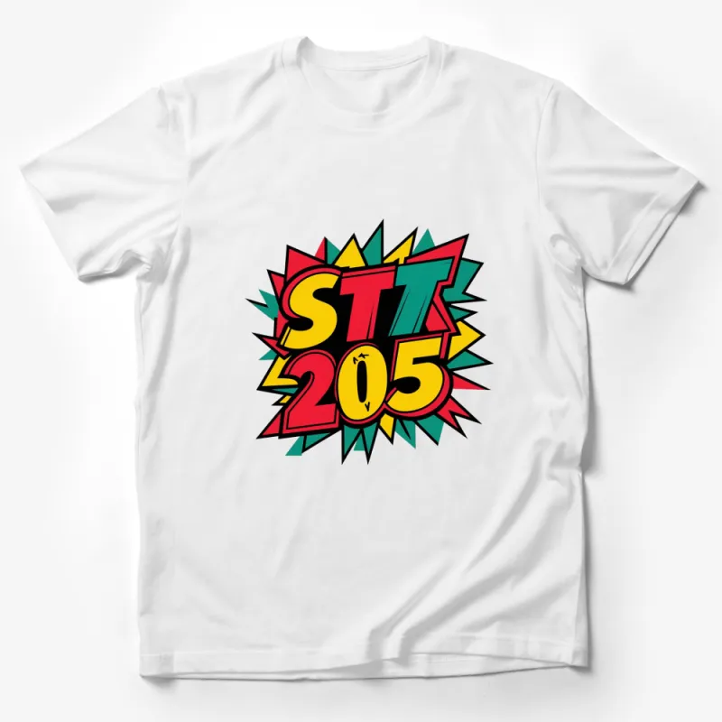 Retro Pop Art Explosion Graphic T-Shirt, Vintage Style Colorful Comic Design, Unisex Male T-Shirt