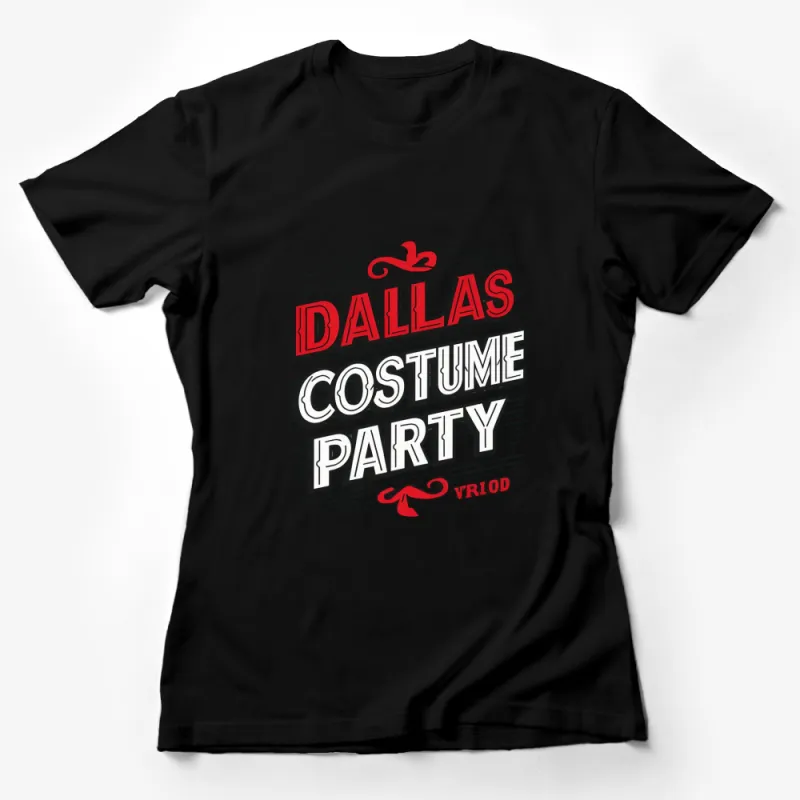 Dallas Costume Party Vr10d T-Shirt, Retro Style Red and Black Graphic Tee, Unisex Female T-Shirt