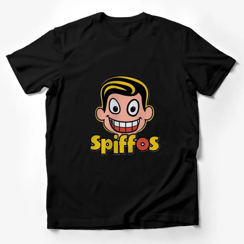 Vintage Style Spiffos Cartoon Smile Graphic T-Shirt, Cute Retro Comic Character Tee, Unisex Top Male T-Shirt