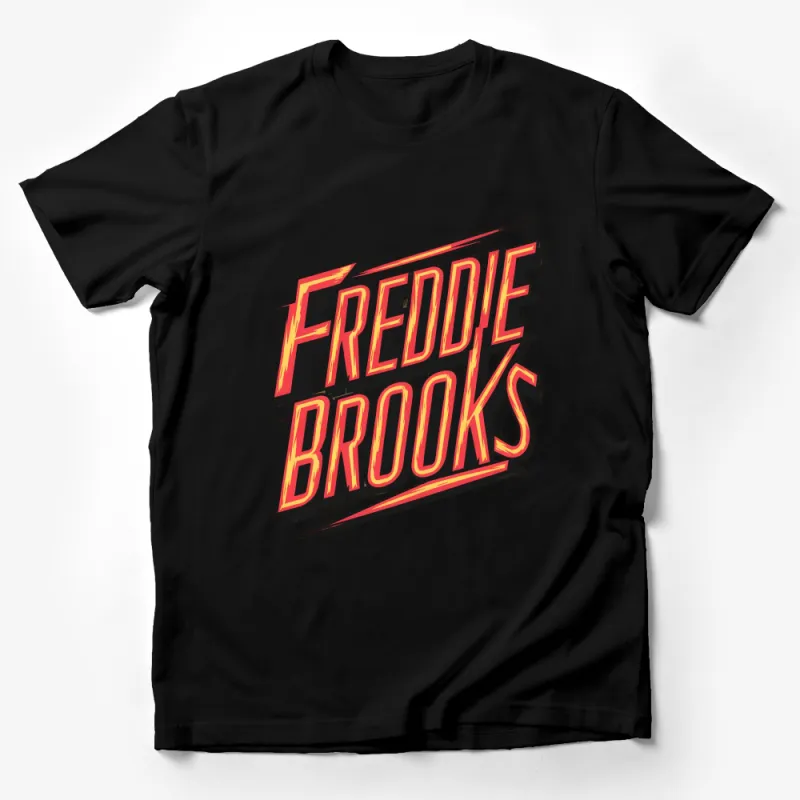 Freddie Brooks Bold Text Graphic T-Shirt, Modern Urban Style Tee, Eye-Catching Streetwear Shirt Male T-Shirt