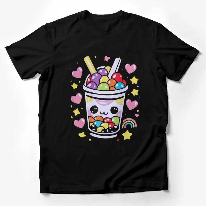 Cute Kawaii Bubble Tea T-Shirt, Colorful Boba Drink Tee, Fun Anime Style Girls Top Male T-Shirt