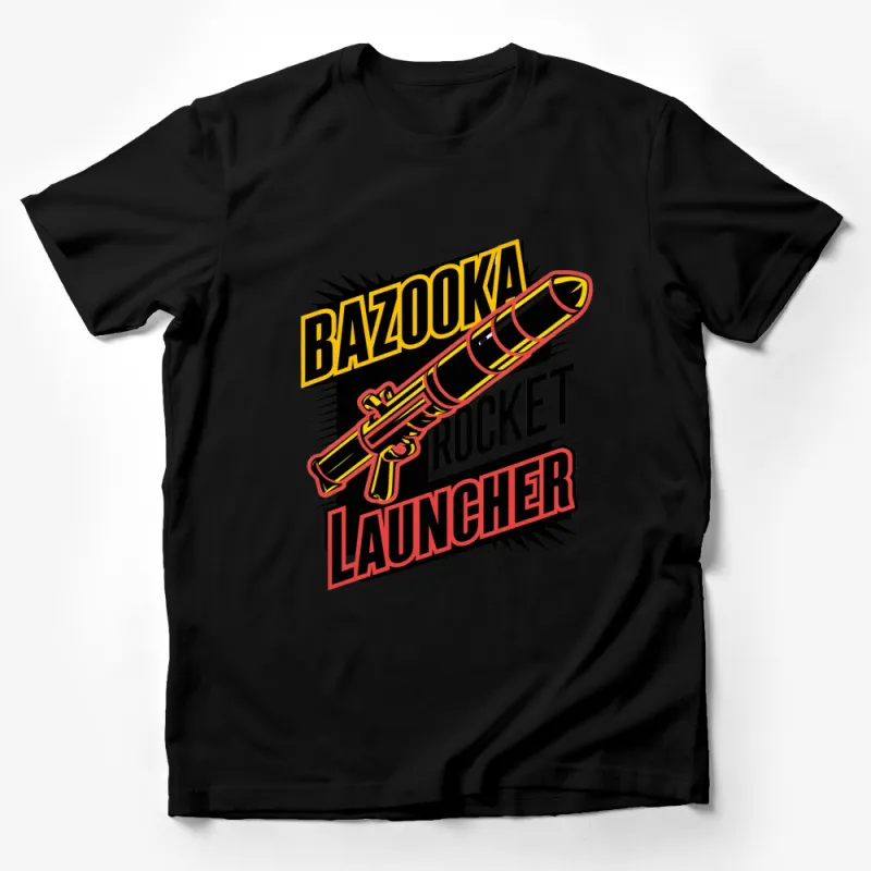 Vintage Bazooka Rocket Launcher T-Shirt, Retro Comic Style Graphic Tee, Bold Unisex Shirt for All Ages Male T-Shirt