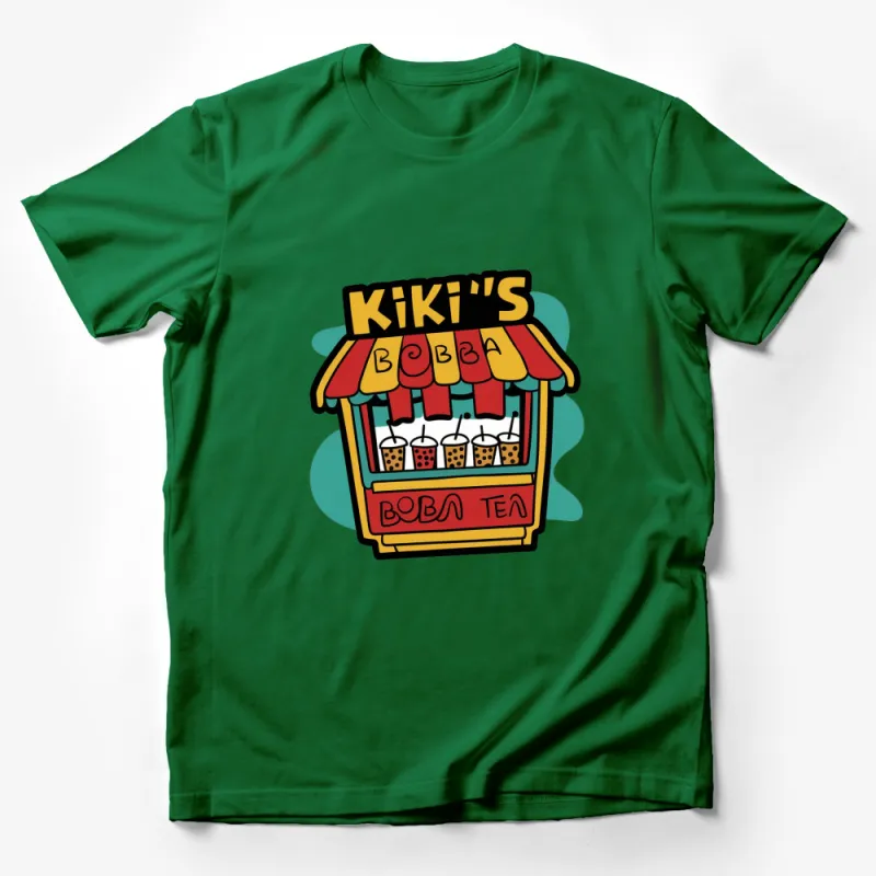 Kiki's Boba Tea Shop Graphic T-Shirt, Cute Boba Cart Tee, Colorful Drink Stand Apparel, Unique Beverage Lovers Gift Male T-Shirt