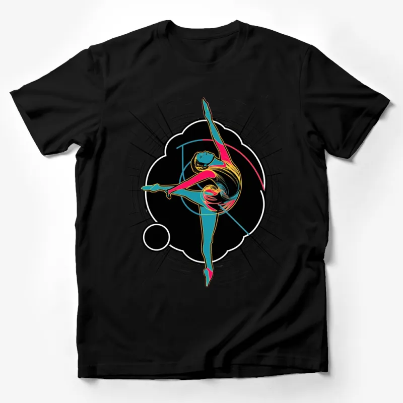 Abstract Dancer Graphic T-Shirt, Colorful Modern Dance Design Tee, Artistic Movement Apparel, Unisex Fashion Male T-Shirt