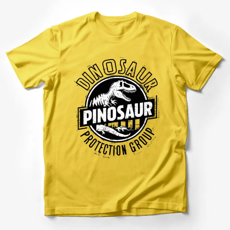 Dinosaur Protection Group T-Shirt, Vintage Dino Lover Tee, Cool Retro Dinosaur Graphic Shirt Male T-Shirt