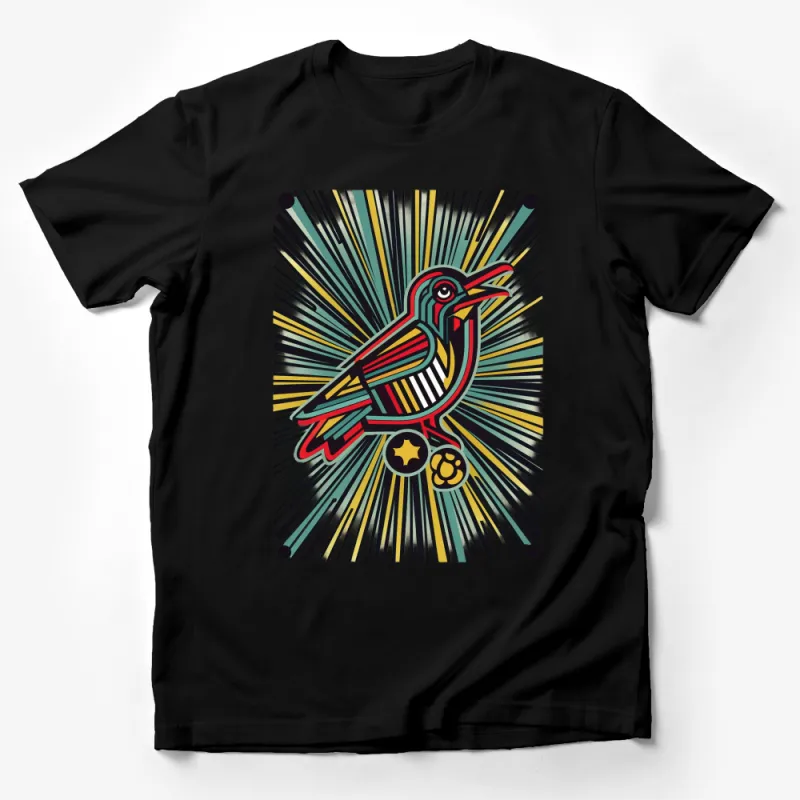 Colorful Abstract Bird Art T-Shirt, Vibrant Nature Inspired Graphic Tee, Unique Wildlife Design for Bird Lovers Male T-Shirt