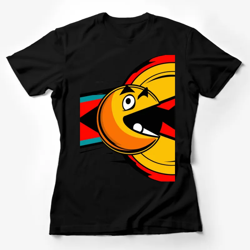 Vintage Cartoon Face T-Shirt, Bold Graphic Yellow and Red Tee, Unisex Pop Art Style Shirt, Unique Retro Design Top Female T-Shirt