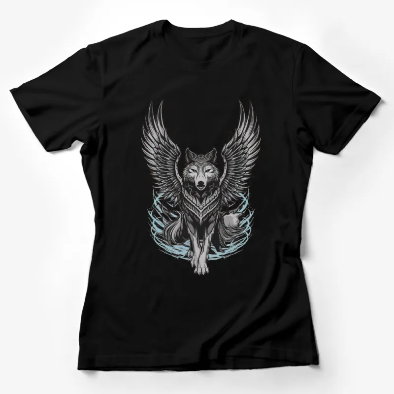 Winged Wolf Graphic T-Shirt, Mystical Animal Print, Unisex Adult Clothing, Fantasy Art Tee Female T-Shirt