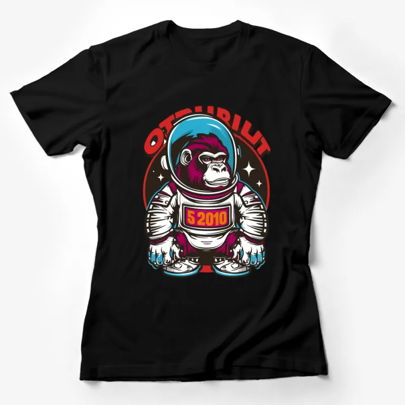 Space Gorilla T-Shirt, Astronaut Ape Graphic Tee, Unique Cosmic Primate Design, Unisex Female T-Shirt