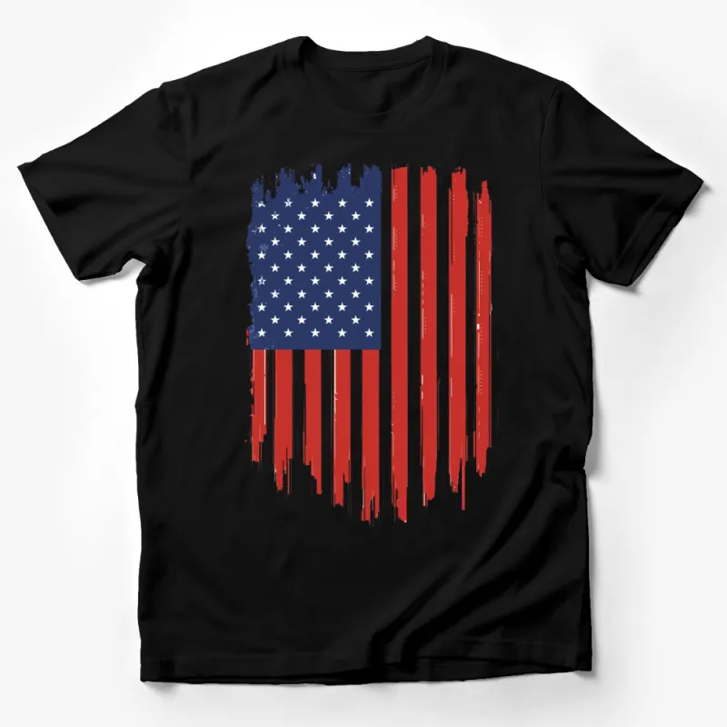 American Flag Distressed Look T-Shirt, Patriotic USA Tee, Casual Red White Blue Stars Stripes Shirt, Unisex Apparel Male T-Shirt