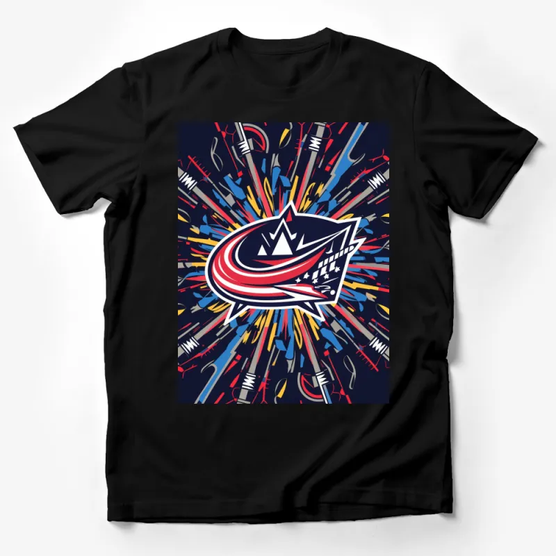 Patriotic Abstract Art T-Shirt, Colorful Firework Explosion Design, Unisex Graphic Tee Male T-Shirt