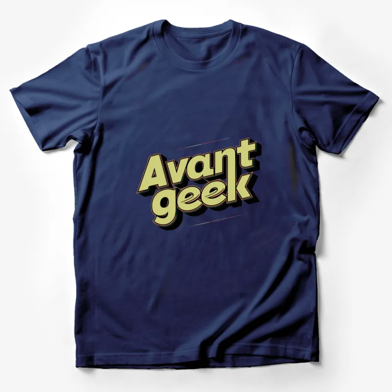 Avant Geek Bold Text Graphic T-Shirt, Trendy Retro Style Tee, Urban Streetwear, Unique Fashion Top Male T-Shirt