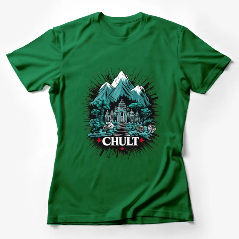 Chult Adventure Graphic T-Shirt, Exotic Jungle and Temple Design, Unisex Female T-Shirt