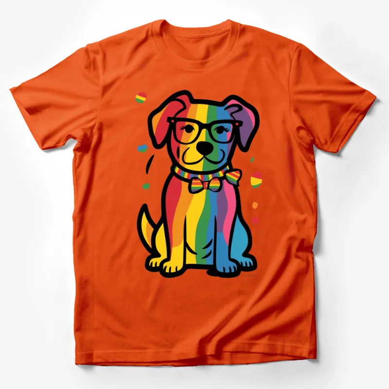 Colorful Rainbow Dog T-Shirt, Pride Pet Lover Gift, Unisex Graphic Tee, Animal Fashion Apparel Male T-Shirt