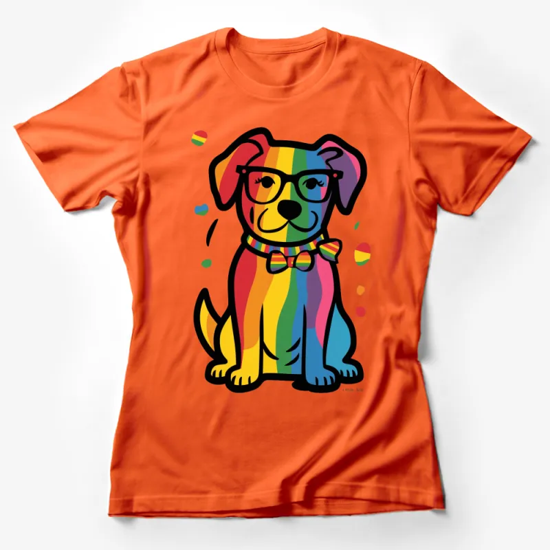 Colorful Rainbow Dog T-Shirt, Pride Pet Lover Gift, Unisex Graphic Tee, Animal Fashion Apparel Female T-Shirt