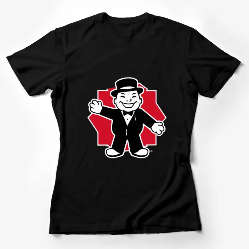 Vintage Cartoon Character T-Shirt, Classic Smiling Man in Suit, Retro Graphic Tee, Unique Gift Idea Female T-Shirt