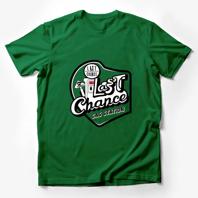 Last Chance Gas Station Retro Logo T-Shirt, Vintage Graphic Tee, Unique Unisex Apparel Male T-Shirt